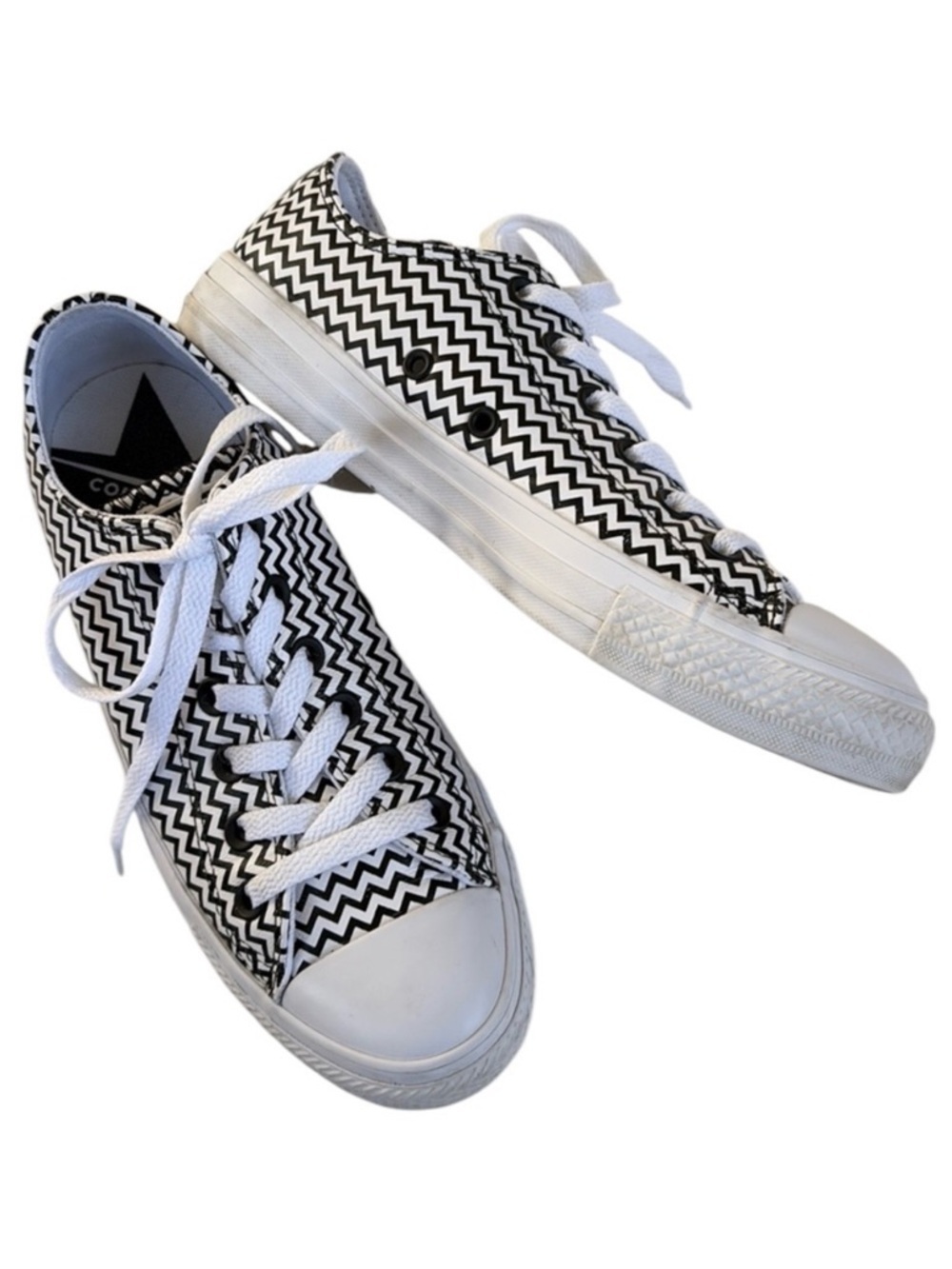 EUC Converse Leather Chuck 70 Mission-V-O Sneakers Black White Chevron Size 7